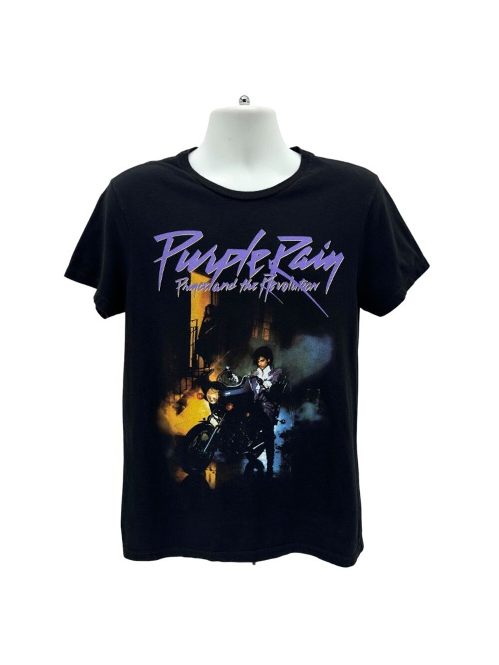 Prince Mens Medium Shirt Purple Rain Graphic Black Short Sleeve T-Shirt